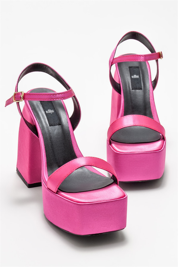 Fuşya topuklu kadın sandalet - Elle Shoes