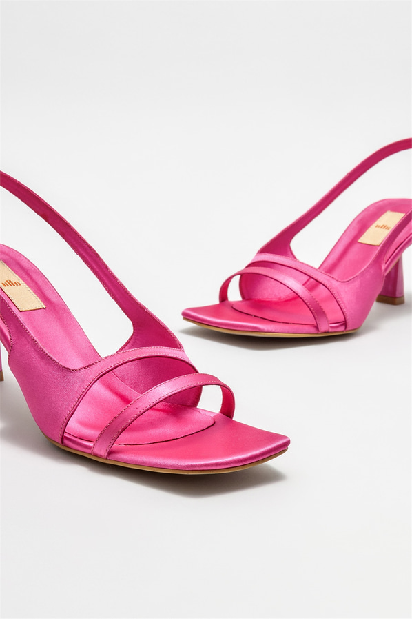 Fuşya topuklu kadın sandalet - Elle Shoes