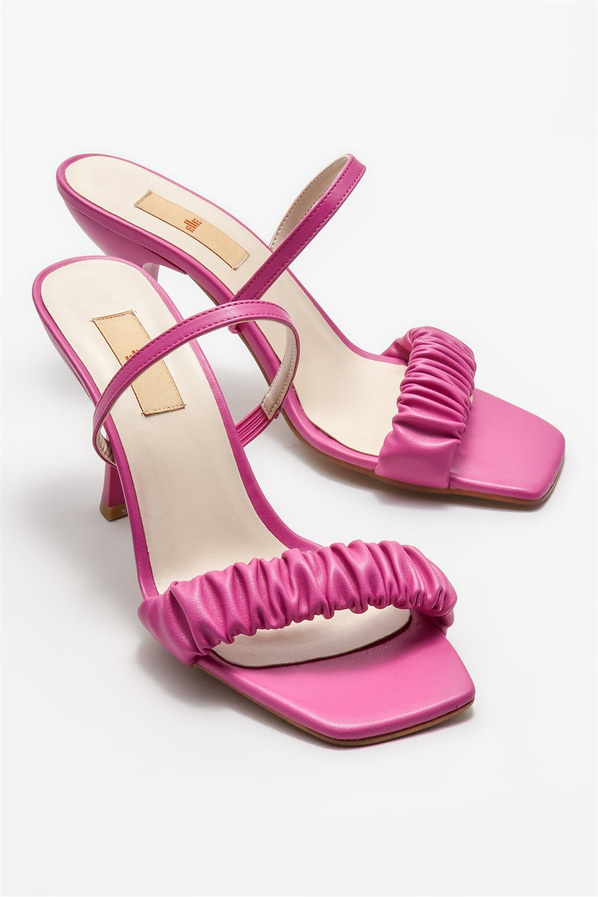 Fuşya topuklu kadın sandalet - Elle Shoes