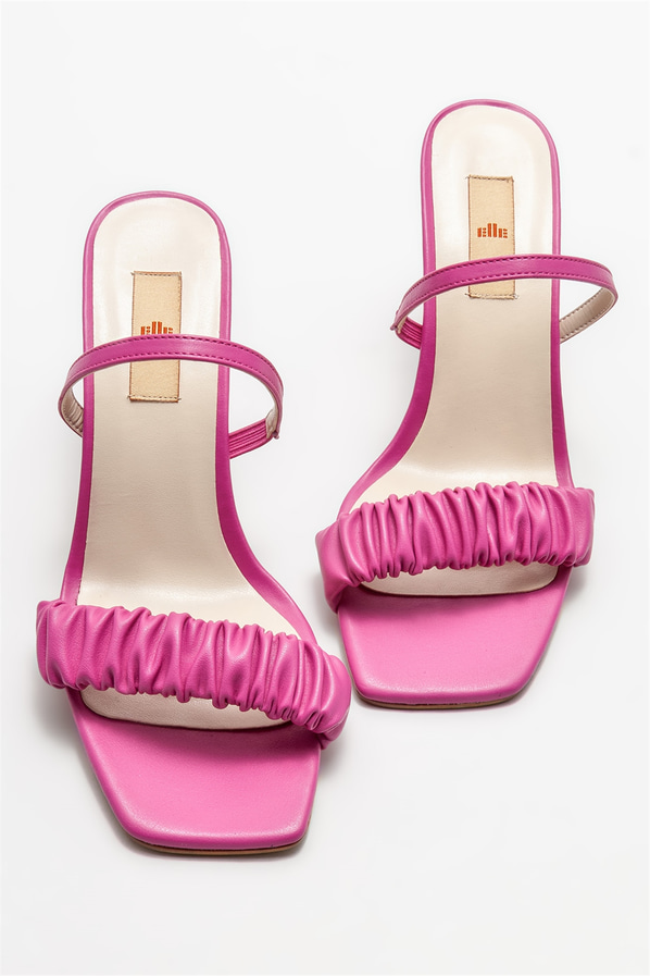 Fuşya topuklu kadın sandalet - Elle Shoes