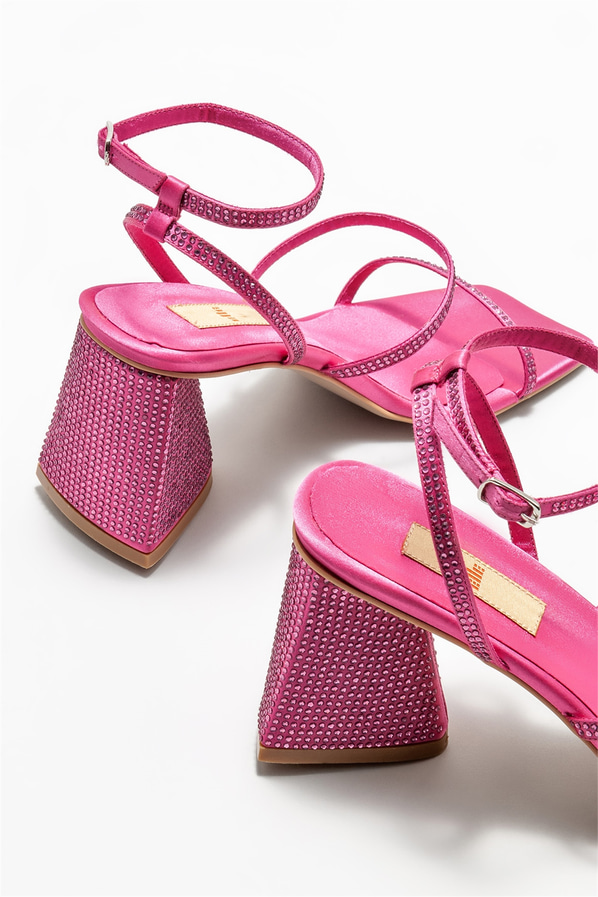 Fuşya topuklu kadın sandalet - Elle Shoes