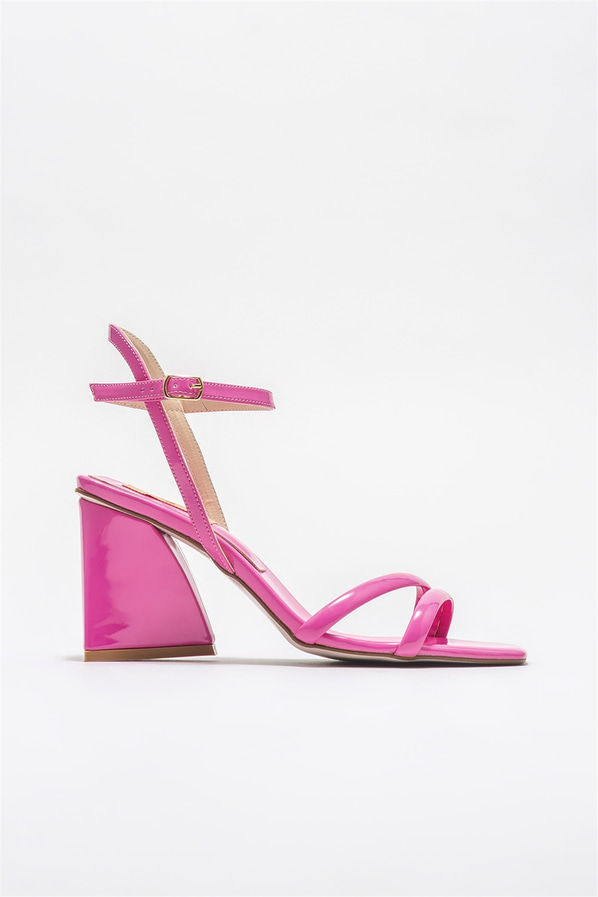 Fuşya topuklu kadın sandalet - Elle Shoes