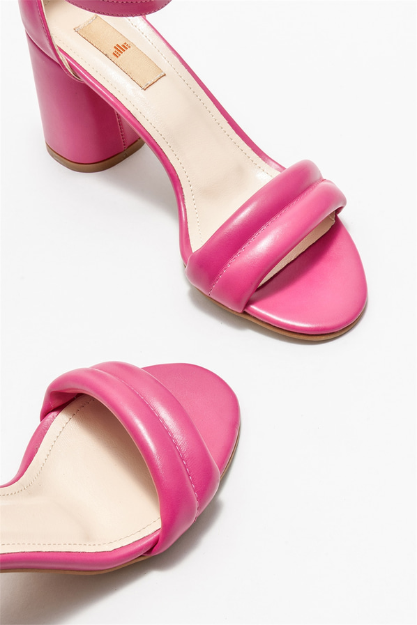 Fuşya topuklu kadın sandalet - Elle Shoes