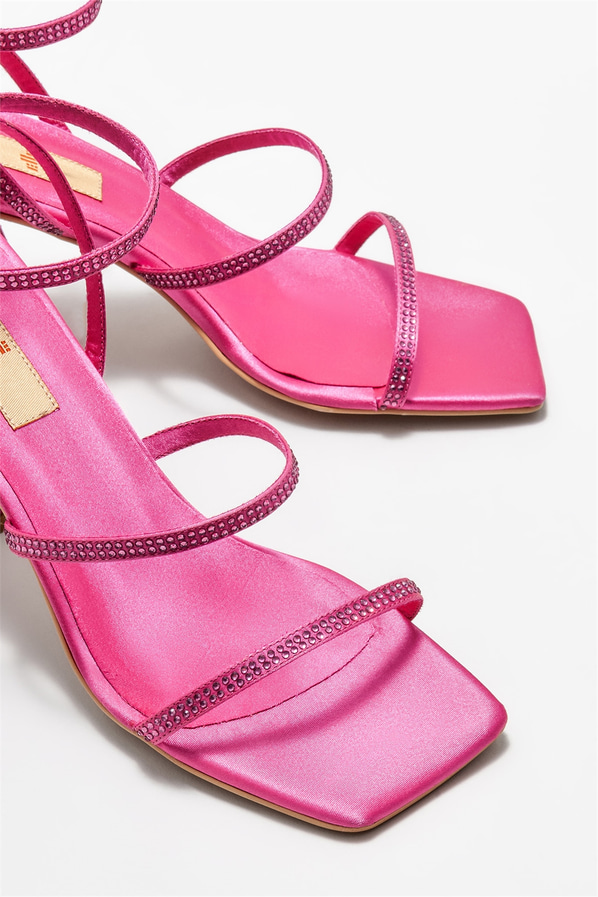 Fuşya topuklu kadın sandalet - Elle Shoes