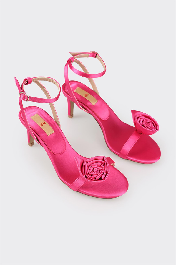 Fuşya topuklu kadın sandalet - Elle Shoes