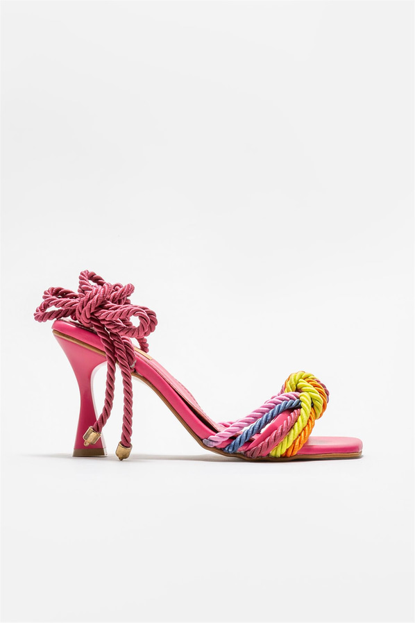 Fuşya topuklu kadın sandalet - Elle Shoes