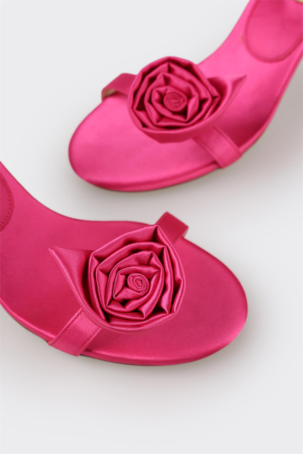 Fuşya topuklu kadın sandalet - Elle Shoes