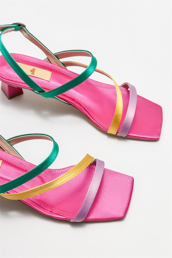 Fuşya topuklu kadın sandalet - Elle Shoes