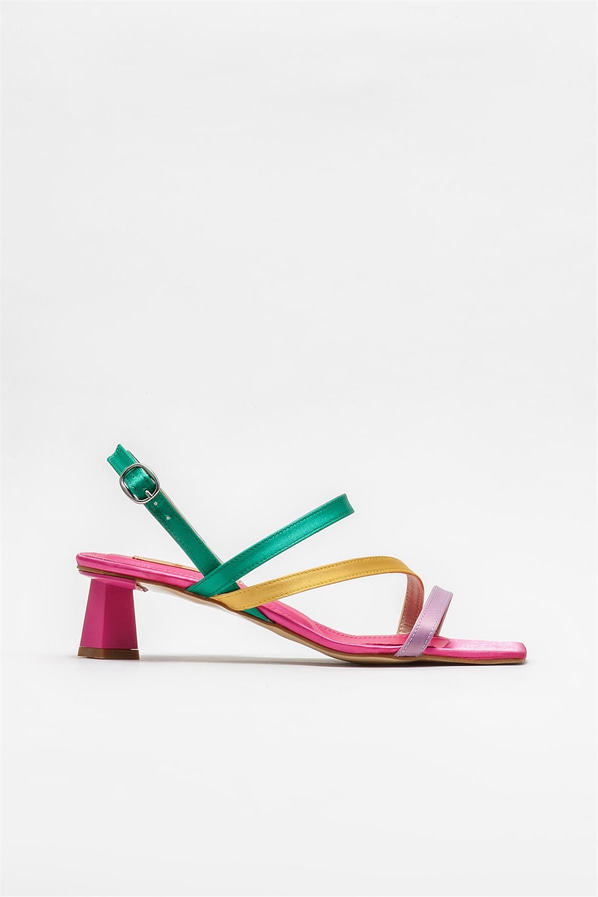 Fuşya topuklu kadın sandalet - Elle Shoes