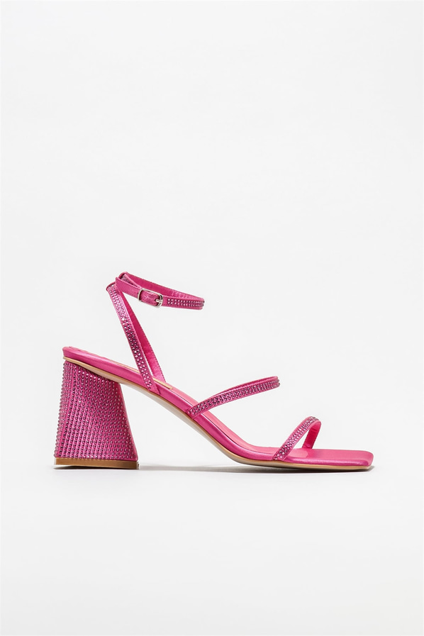 Fuşya topuklu kadın sandalet - Elle Shoes