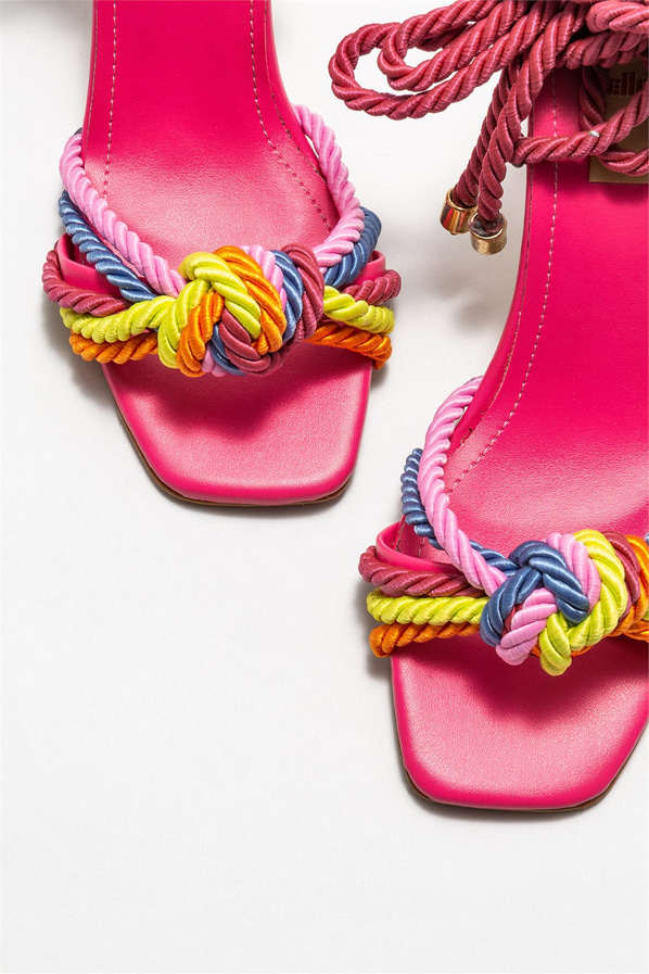 Fuşya topuklu kadın sandalet - Elle Shoes
