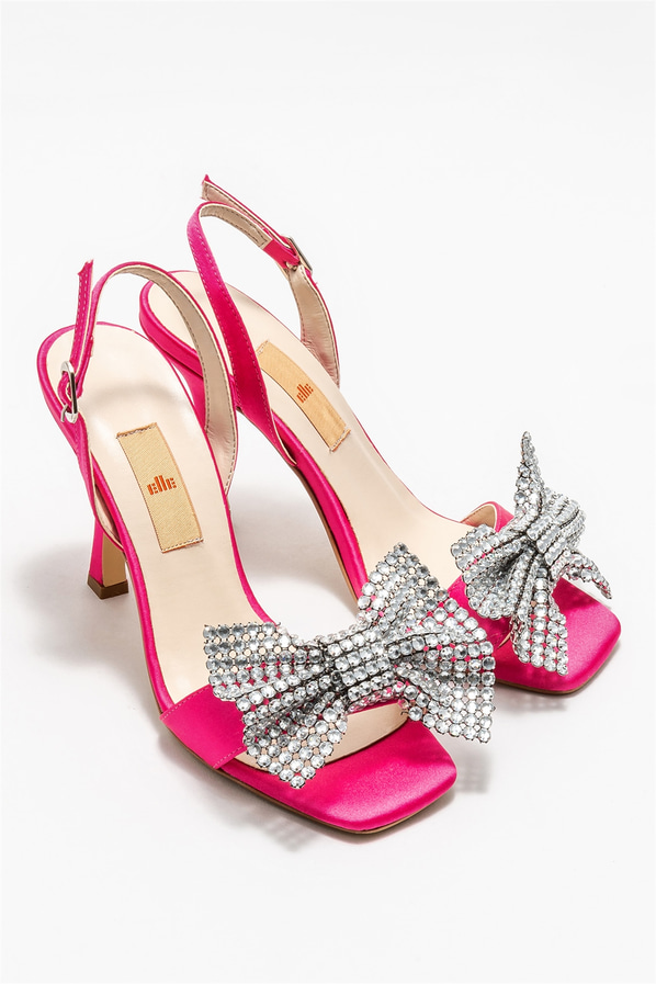 Fuşya topuklu kadın sandalet - Elle Shoes