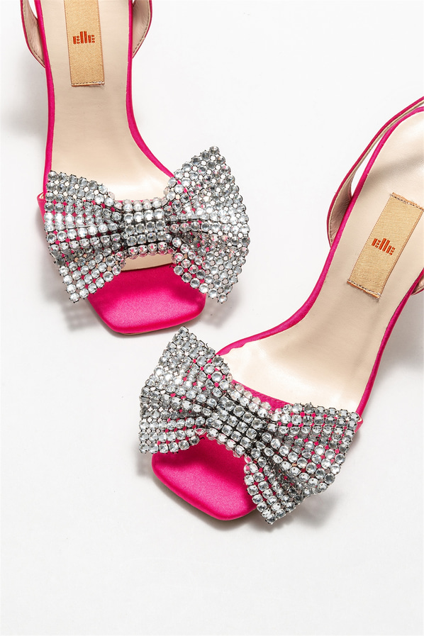 Fuşya topuklu kadın sandalet - Elle Shoes