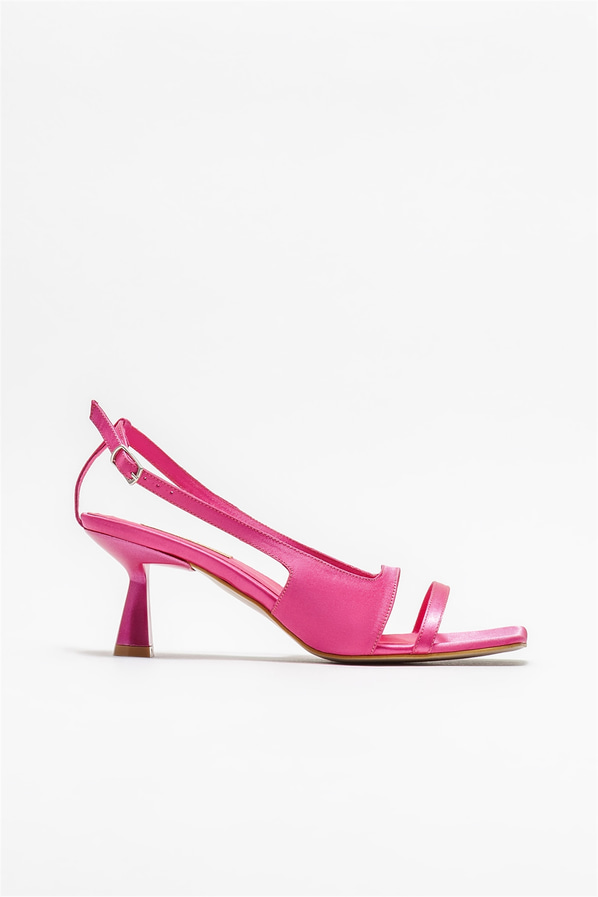 Fuşya topuklu kadın sandalet - Elle Shoes