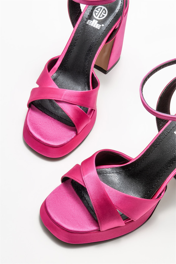 Fuşya topuklu kadın sandalet - Elle Shoes