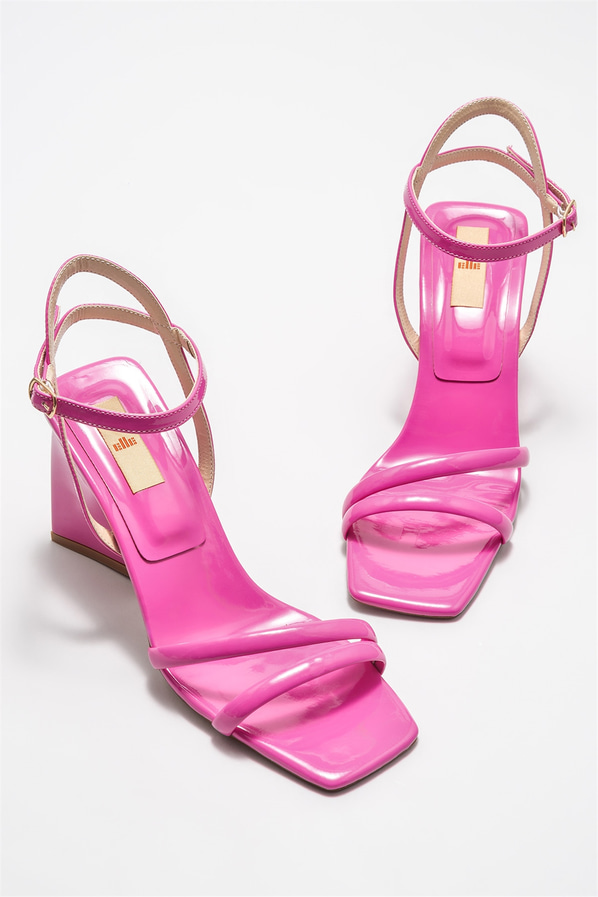 Fuşya topuklu kadın sandalet - Elle Shoes