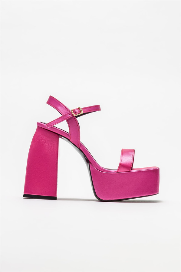 Fuşya topuklu kadın sandalet - Elle Shoes