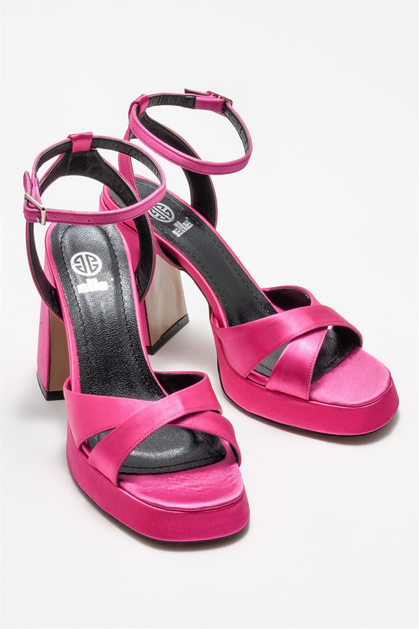 Fuşya topuklu kadın sandalet - Elle Shoes
