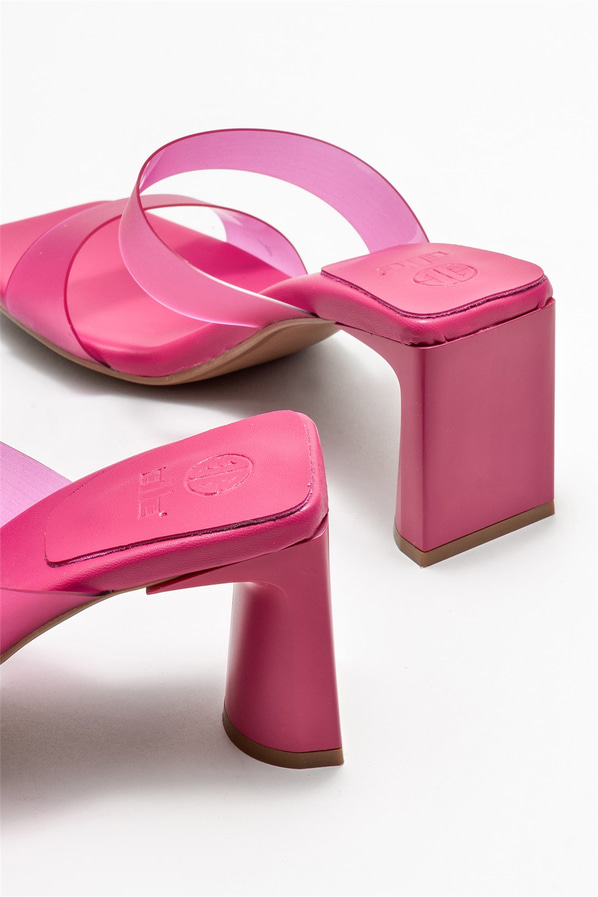 Fuşya topuklu kadın terlik - Elle Shoes