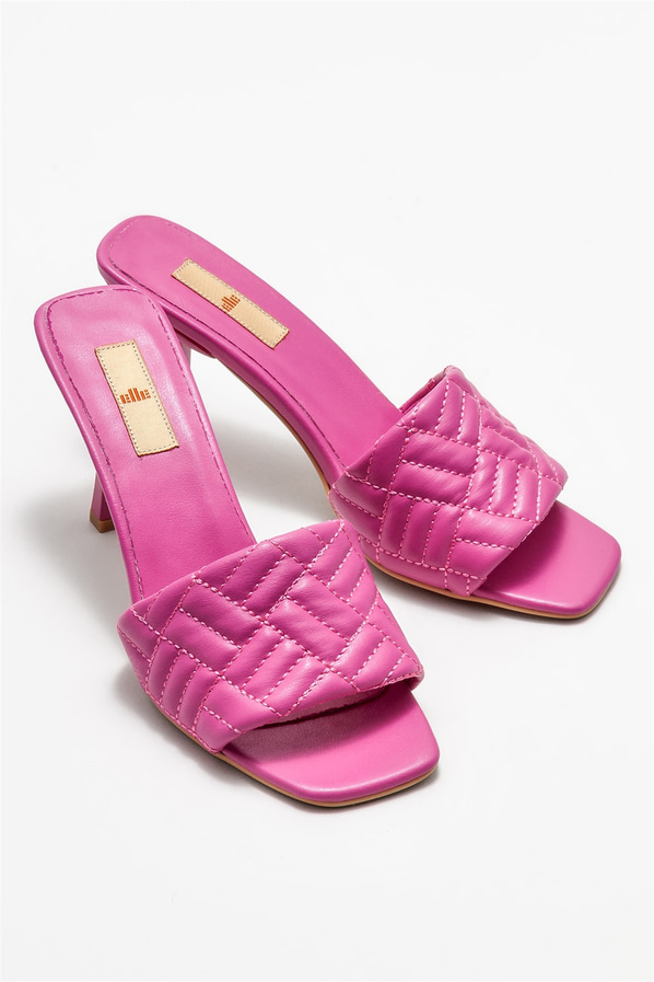 Fuşya topuklu kadın terlik - Elle Shoes