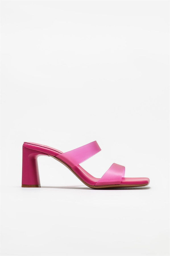 Fuşya topuklu kadın terlik - Elle Shoes
