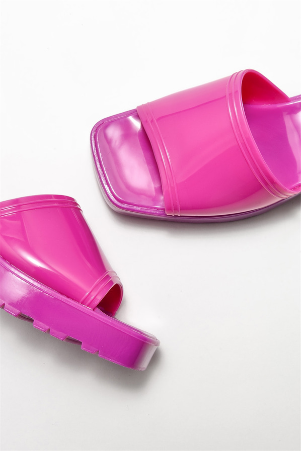 Fuşya topuklu kadın terlik - Elle Shoes
