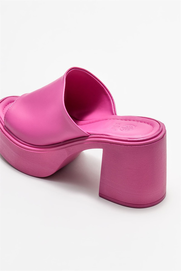 Fuşya topuklu kadın terlik - Elle Shoes