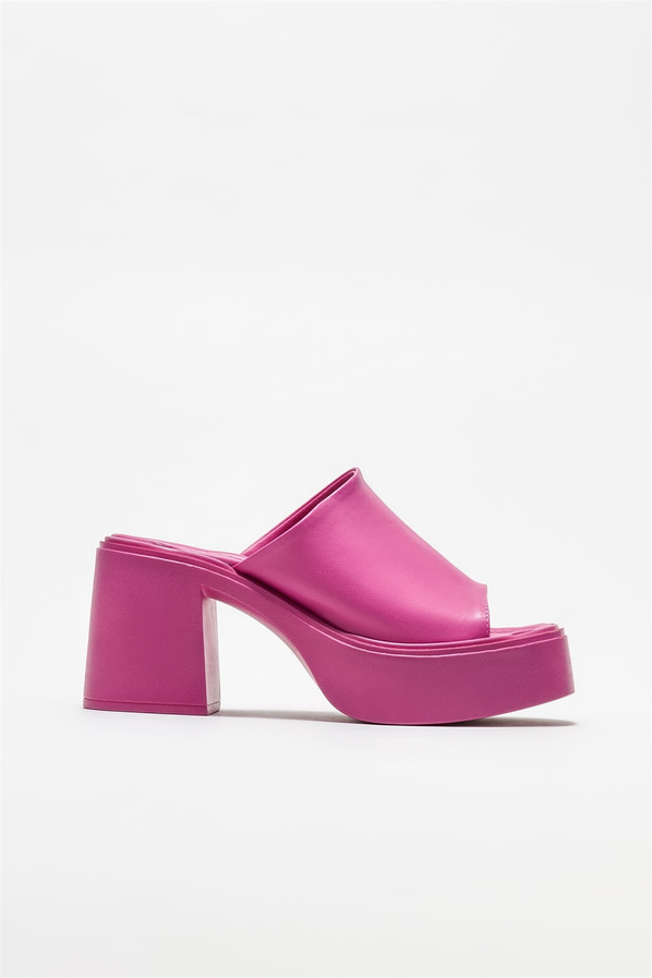 Fuşya topuklu kadın terlik - Elle Shoes