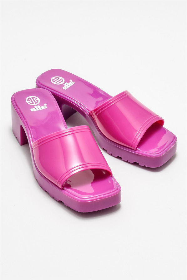 Fuşya topuklu kadın terlik - Elle Shoes