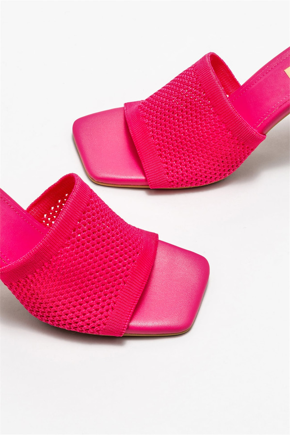 Fuşya topuklu kadın terlik - Elle Shoes