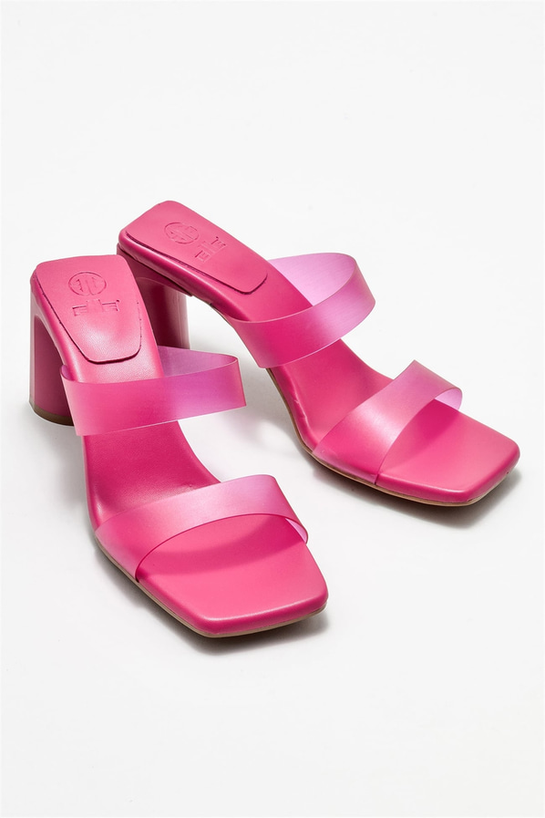 Fuşya topuklu kadın terlik - Elle Shoes
