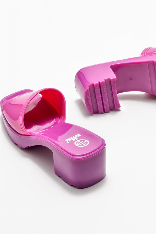 Fuşya topuklu kadın terlik - Elle Shoes