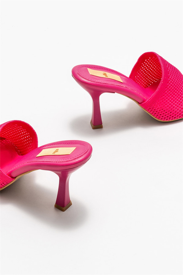 Fuşya topuklu kadın terlik - Elle Shoes
