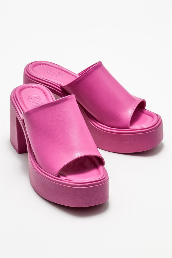 Fuşya topuklu kadın terlik - Elle Shoes