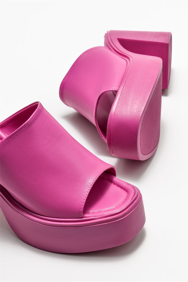Fuşya topuklu kadın terlik - Elle Shoes