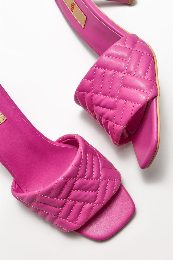 Fuşya topuklu kadın terlik - Elle Shoes