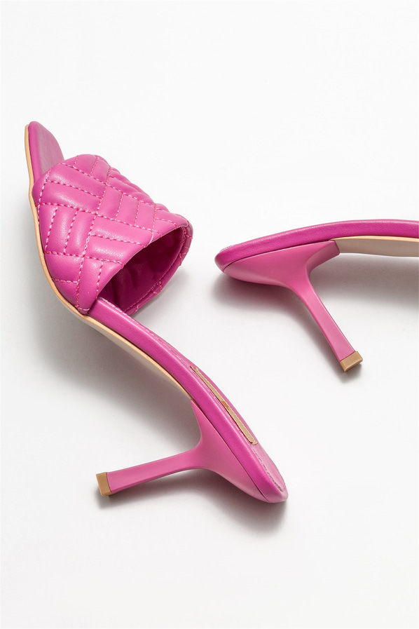 Fuşya topuklu kadın terlik - Elle Shoes