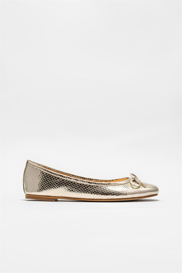 Gold deri kadın babet - Elle Shoes