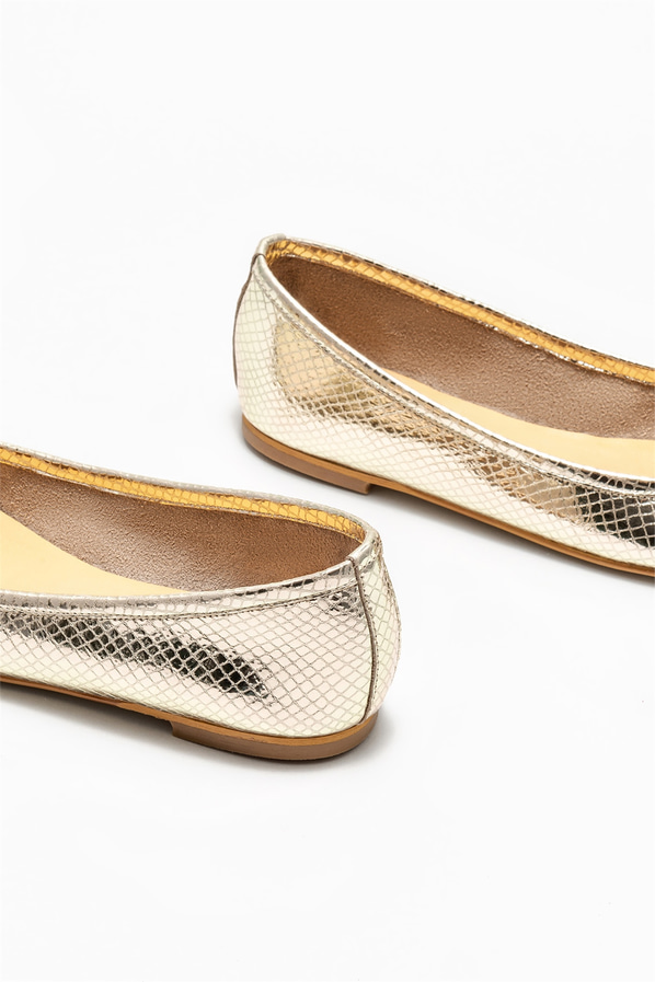 Gold deri kadın babet - Elle Shoes