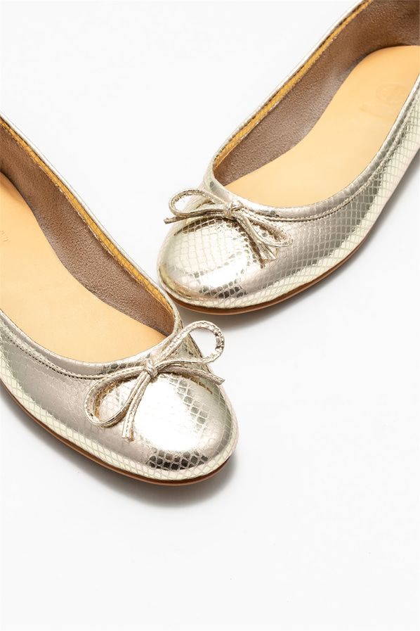 Gold deri kadın babet - Elle Shoes