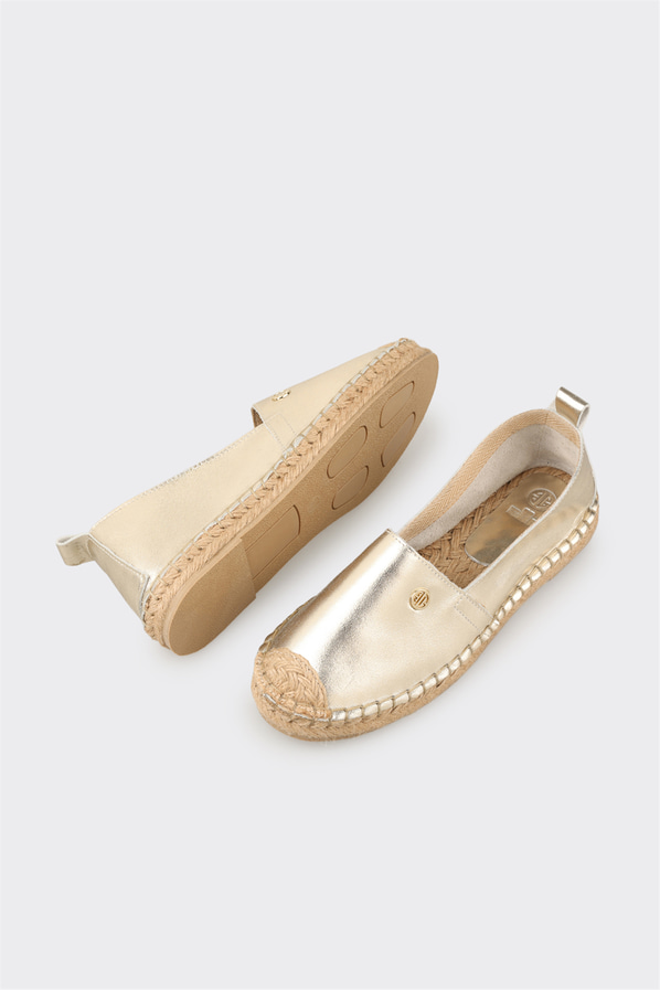 Gold deri kadın espadril - Elle Shoes