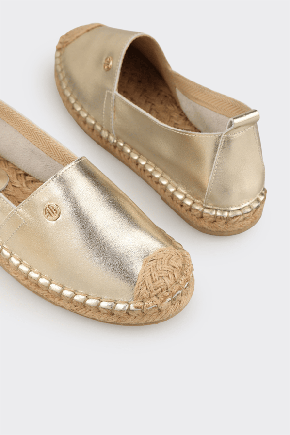 Gold deri kadın espadril - Elle Shoes