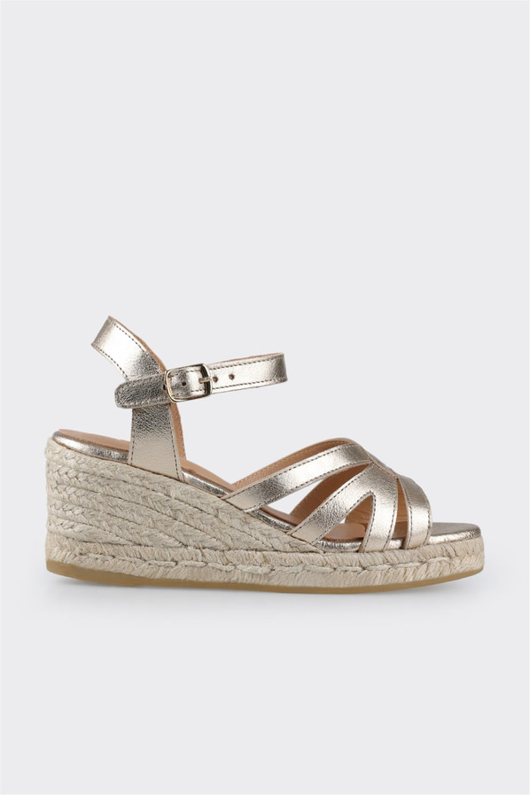 Gold deri kadın espadril - Elle Shoes