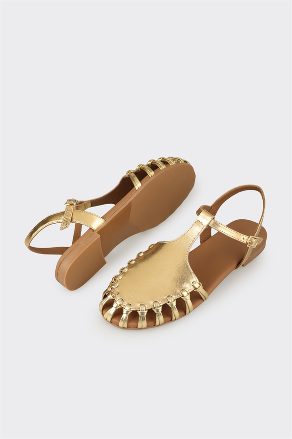Gold deri kadın günlük ayakkabı, günlük kullanım için - Elle Shoes