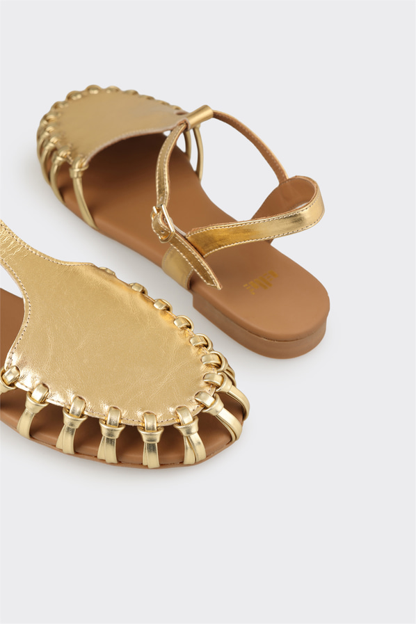 Gold deri kadın günlük ayakkabı, günlük kullanım için - Elle Shoes