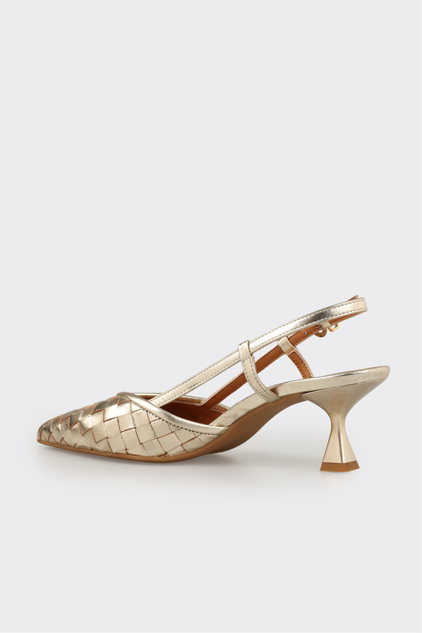 Gold deri kadın topuklu ayakkabı, günlük kullanım için - Elle Shoes