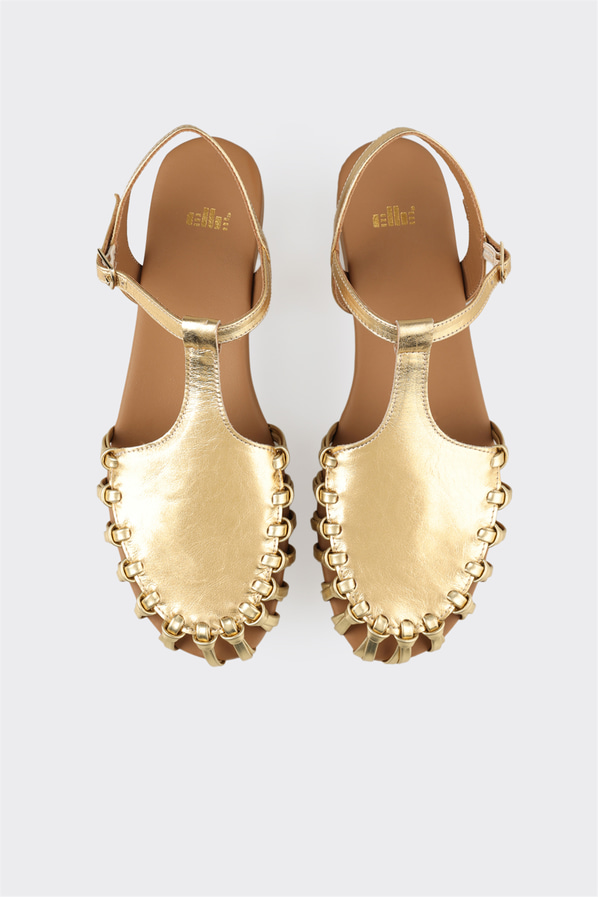 Gold deri kadın günlük ayakkabı, günlük kullanım için - Elle Shoes