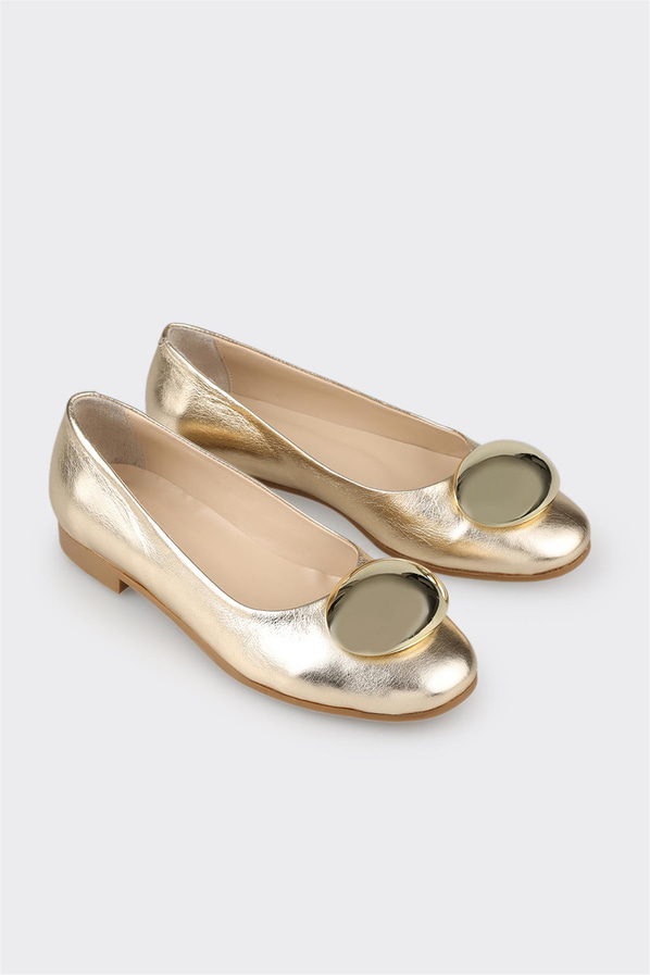 Gold deri kadın babet, günlük kullanım için - Elle Shoes