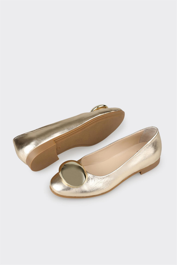 Gold deri kadın babet, günlük kullanım için - Elle Shoes