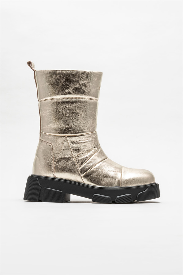 Gold deri kadın bot, günlük kullanım için - Elle Shoes